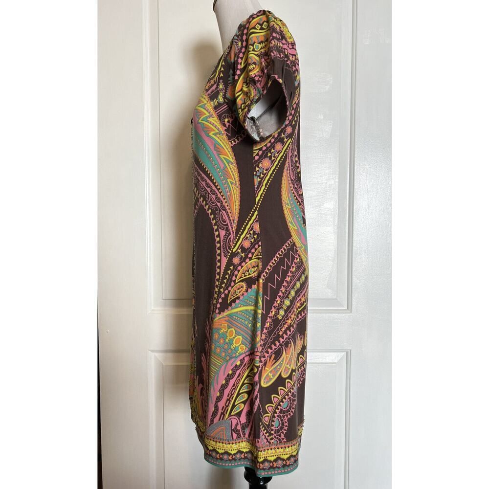 ECI NEW YORK Short Sleeve Boho Printed Sheath Dress Stretch Party Vacation 6 - Picture 4 of 9